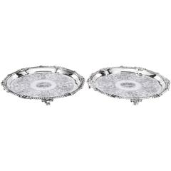 Antique Pair of Paul Storr Sterling Silver Salvers, 1814