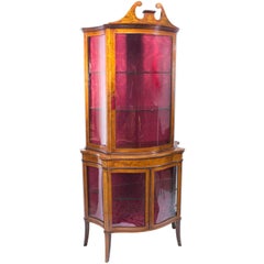 Antique Edwardian Inlaid Display Cabinet 19th Century