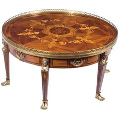 Vintage French Empire Style Marquetry Coffee Table, circa 1970