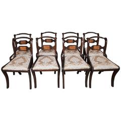 Set of Eight Mahogany Regency Style Dining Chairs Rope Backs