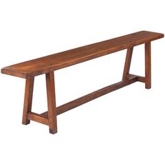 French Country Oak Farm Bench, Early 1900s