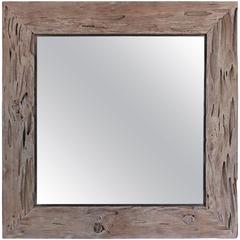 Vintage Organic Cypress Wood Wall Mirror