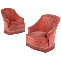 Vintage Pair of Napoleon III Style French Slipper Armchairs, 1940s