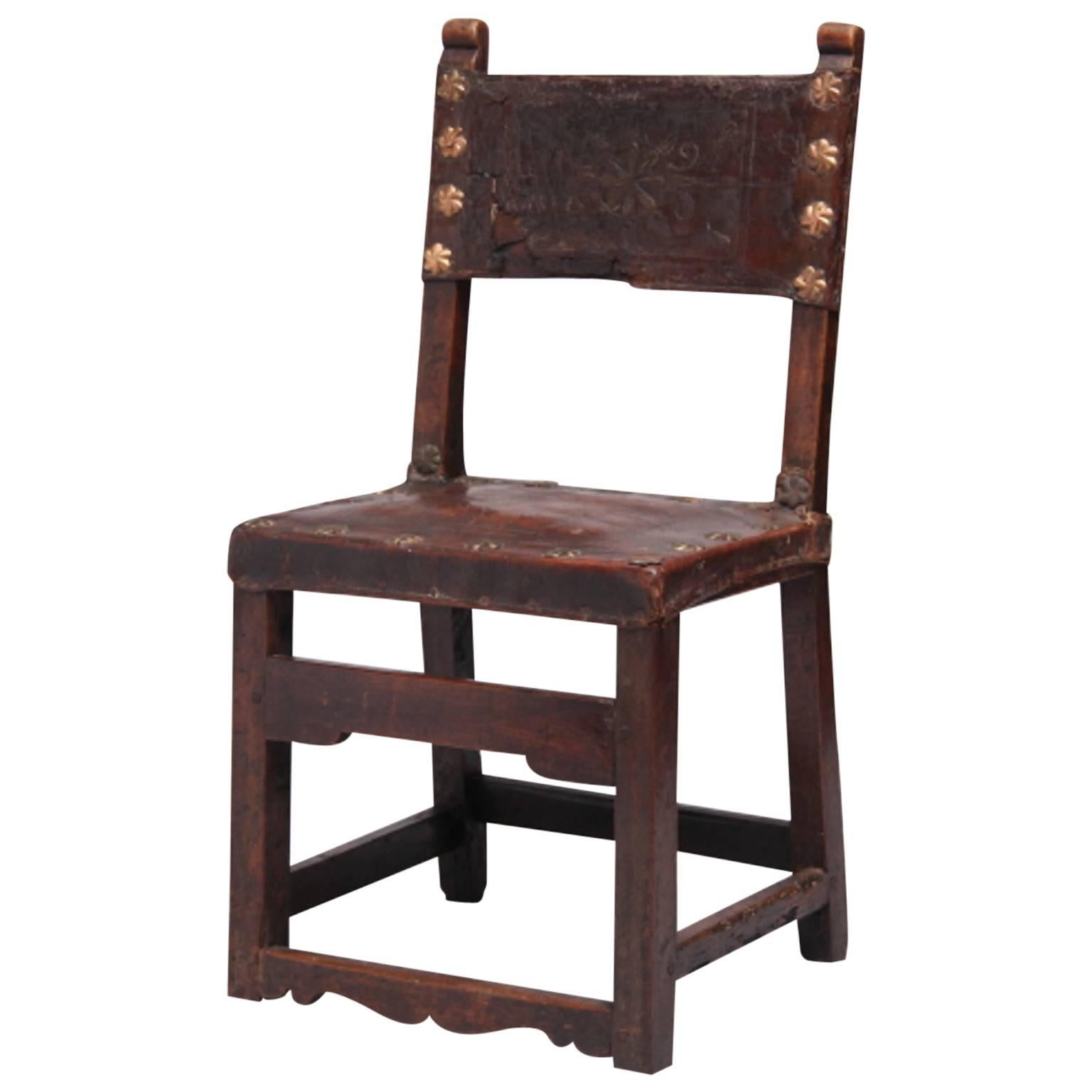 Walnut Italian Chair, circa 1650 For Sale