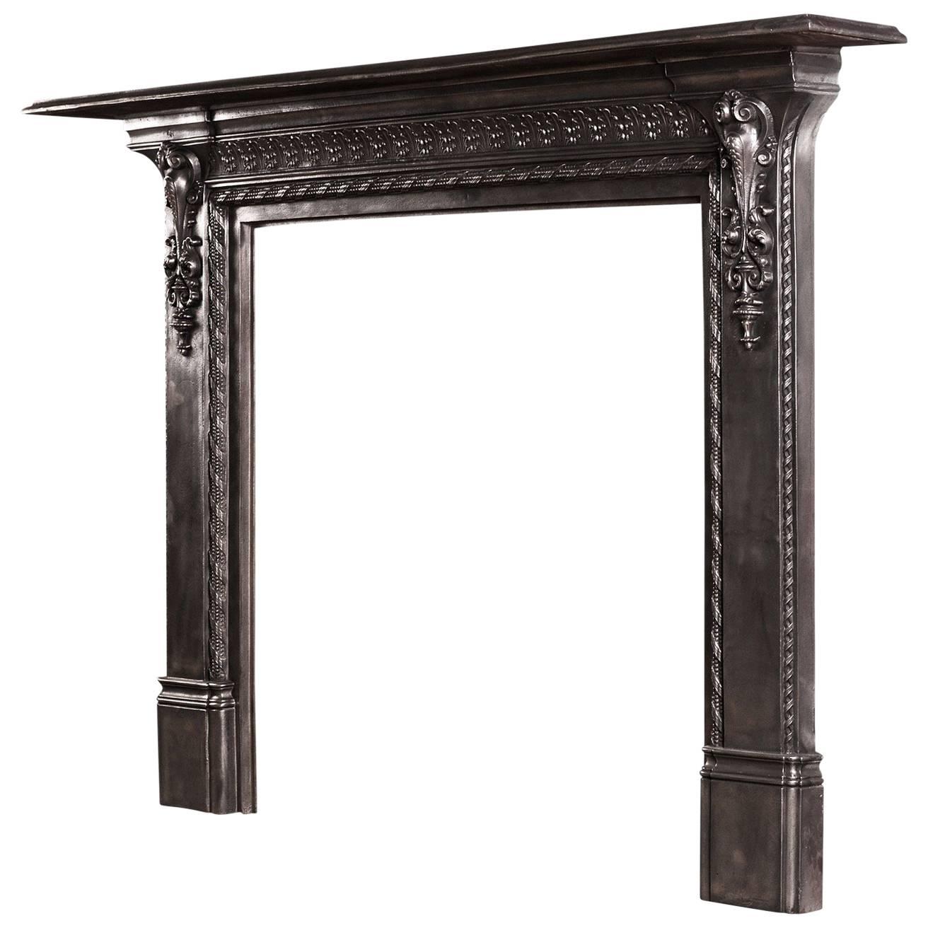 Mid-19th Century English Cast Iron Fireplace For Sale
