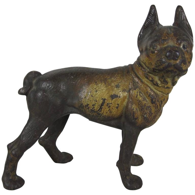 Antique Hubley Cast Iron French Bulldog Doorstop with Original Painted  Finish at 1stDibs