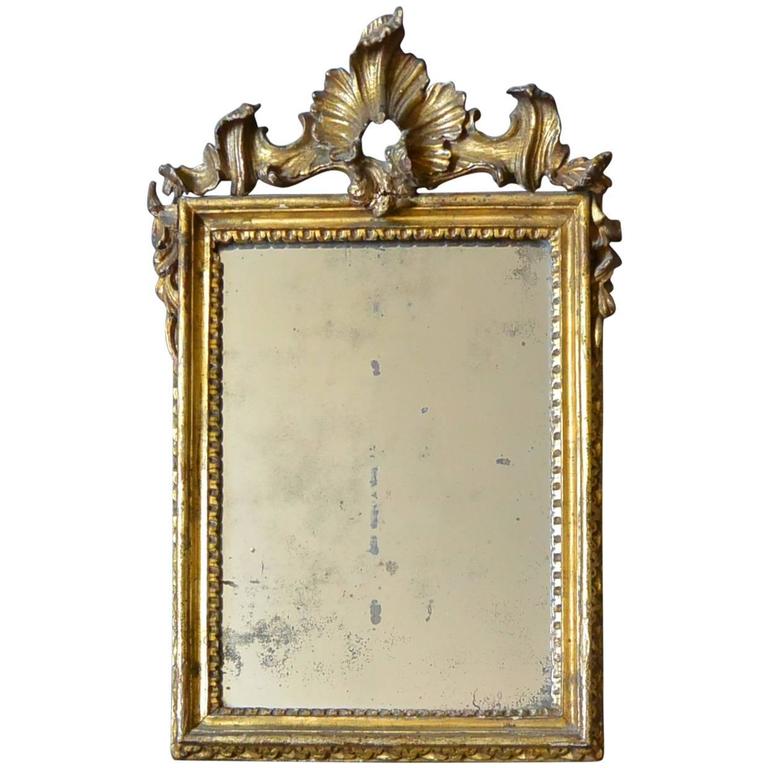Small Italian 18th Century Rococo Gilt Carved Mirror For Sale at 1stdibs