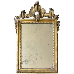 Small Italian 18th Century Rococo Gilt Carved Mirror