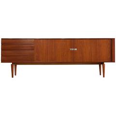 Teak Sideboard with Tambour Doors by H.W. Klein, Produced by Bramin