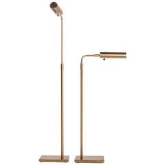 Pair of Flawless Koch & Lowy Reading Floor Lamps in Brushed Brass