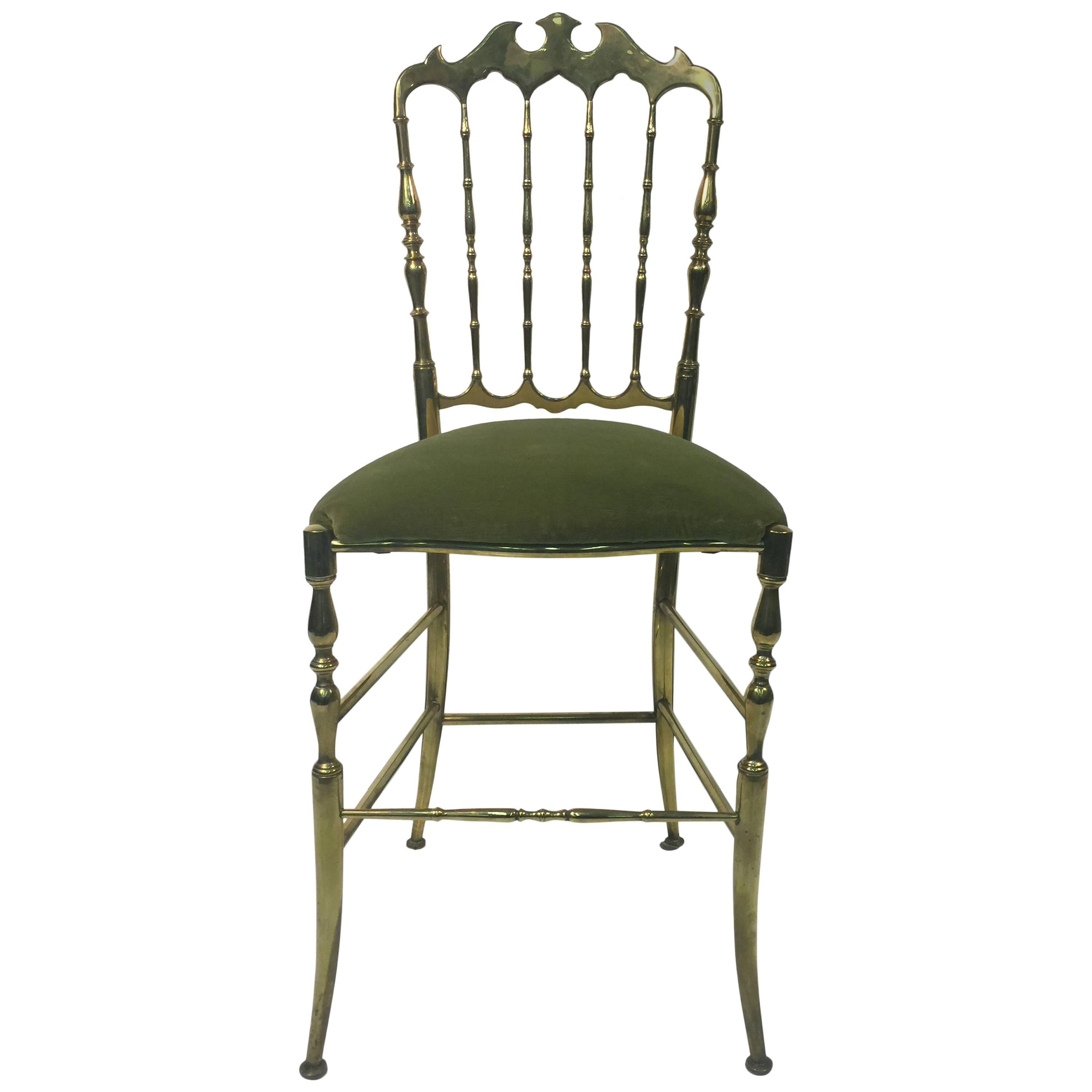 Beautiful Polished Brass Chiavari Style pair of side chairs