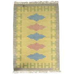 Swedish Yellow and Grey Rollakan Rug 9