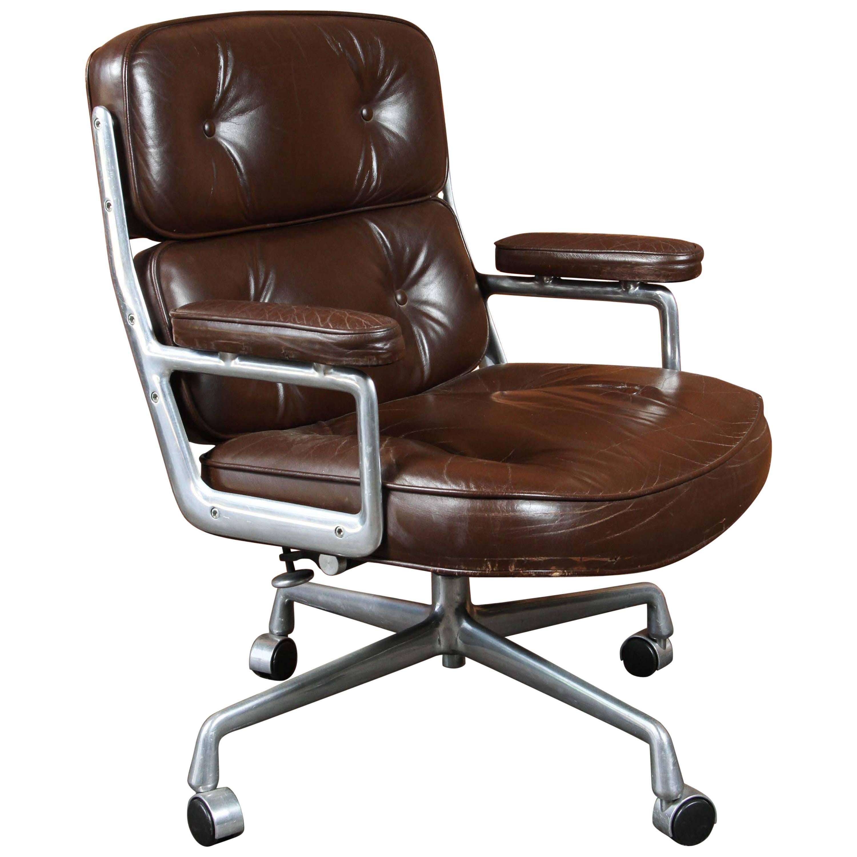  Time Life Chair by Charles and Ray Eames in Rich Brown Leather