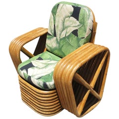 Restored Paul Frankl Square Pretzel Rattan Children's Lounge Chair