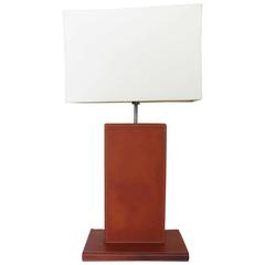 Jacques Adnet Style Hand-Stitched Leather Table Lamp 10