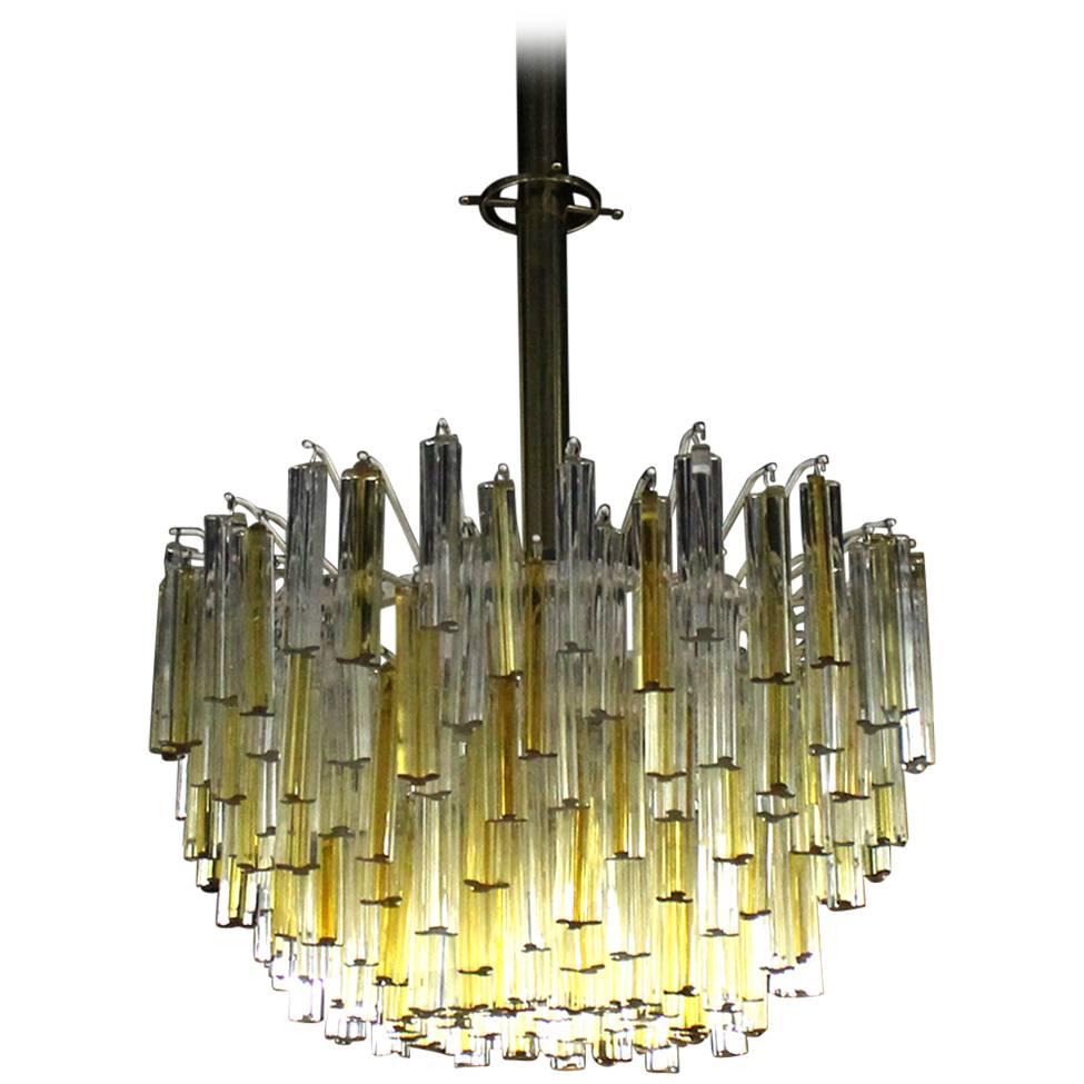 Large Two Tone Gold Yellow and Clear Camer Light Fixture For Sale
