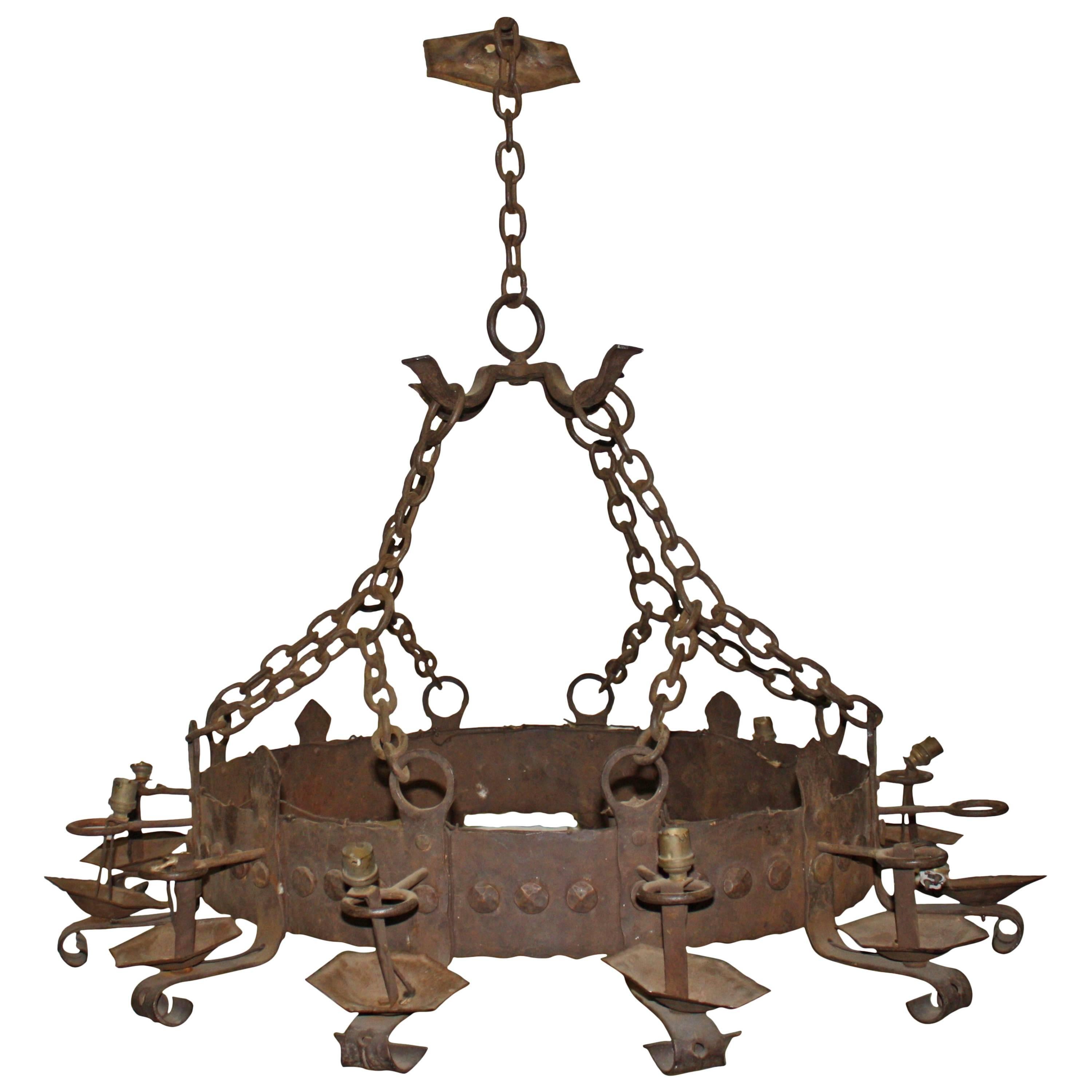 French 19th Century Iron Chandelier For Sale