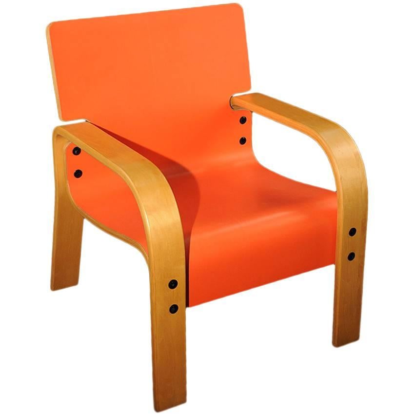 Orange Mid-Century Armchair For Sale