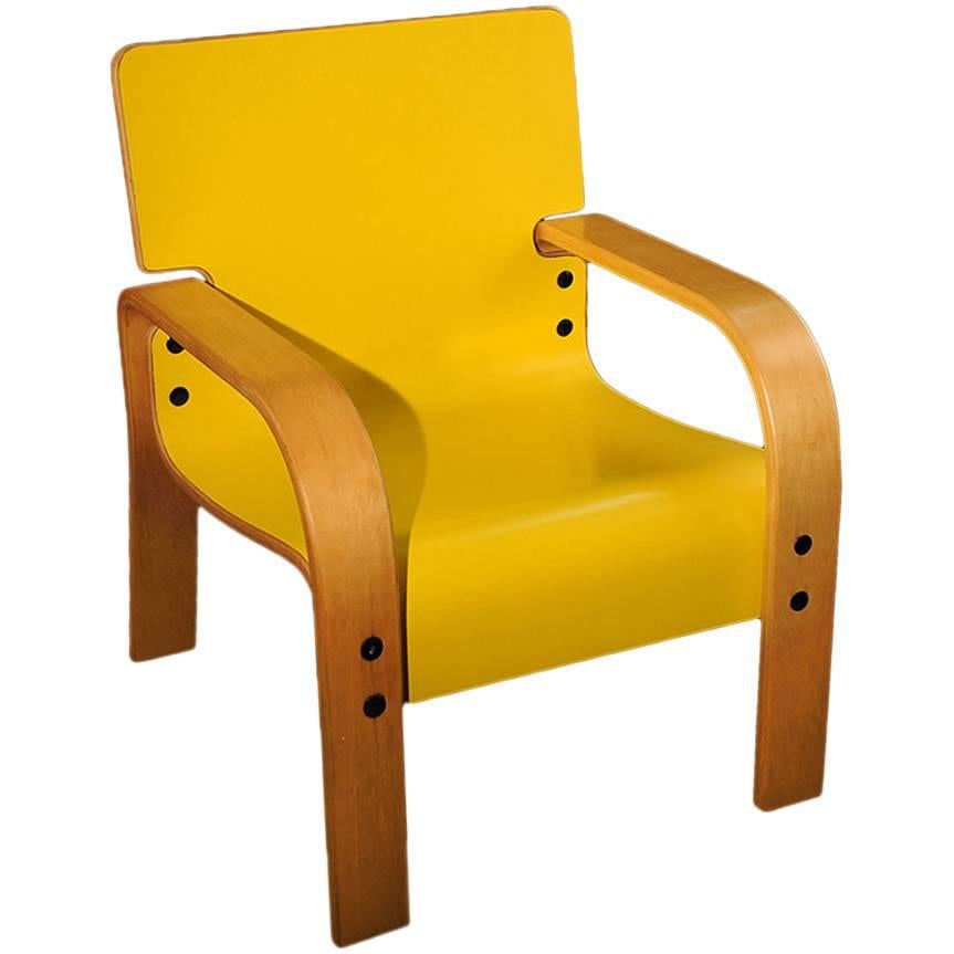 Yellow Mid-Century Armchair For Sale