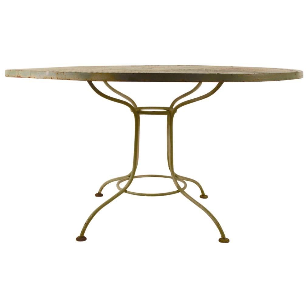Round Metal Mesh Top Garden Table For Sale