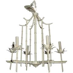 Italian Sculptural Faux Bamboo Pagoda Chandelier