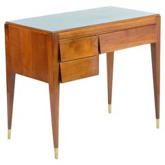 Slender Italian Solid Walnut Little Desk Gio Ponti Style