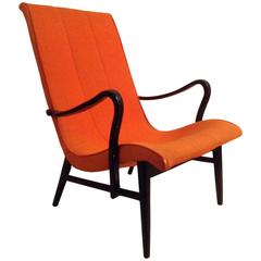 Modernist High Back Lounge Chair, Made in Japan, Manner of Bruno Mathsson