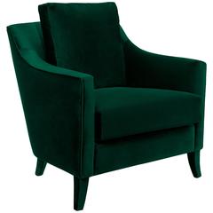 British Green Armchair in Cotton Velvet 4