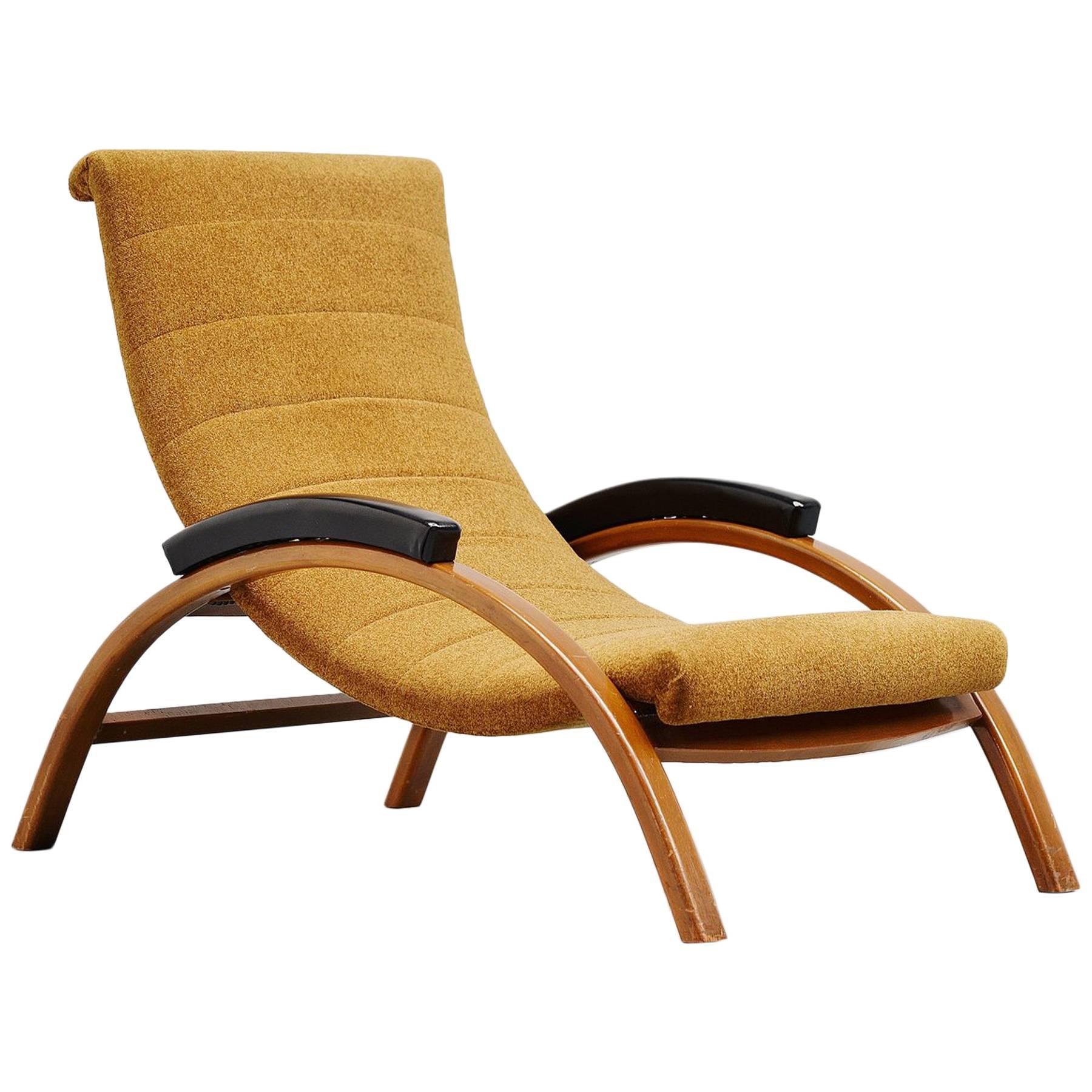 Unusual Italian Lounge Chair Adjustable, 1950