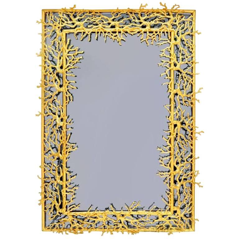 Rare Blue "Coral" Mirror by Robert Goossens For Sale