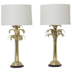 Pair of Brass Palm Tree Table Lamps