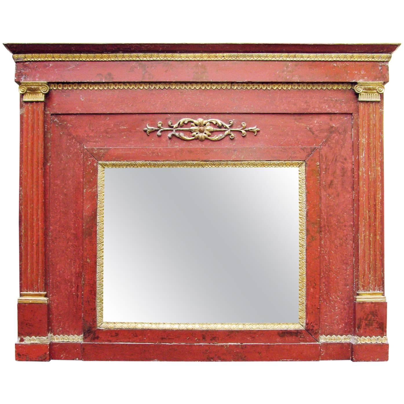 Early 19th Century Italian Neoclassical Overmantel Mirror with Mercury Glass