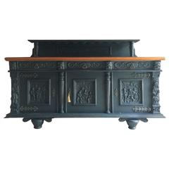 Antique Style Sideboard Credenza Dresser French Painted Oak Carved Two