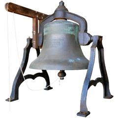 Early American Solid Bronze Bell with Decorative Cast Iron Support, circa 1886 10