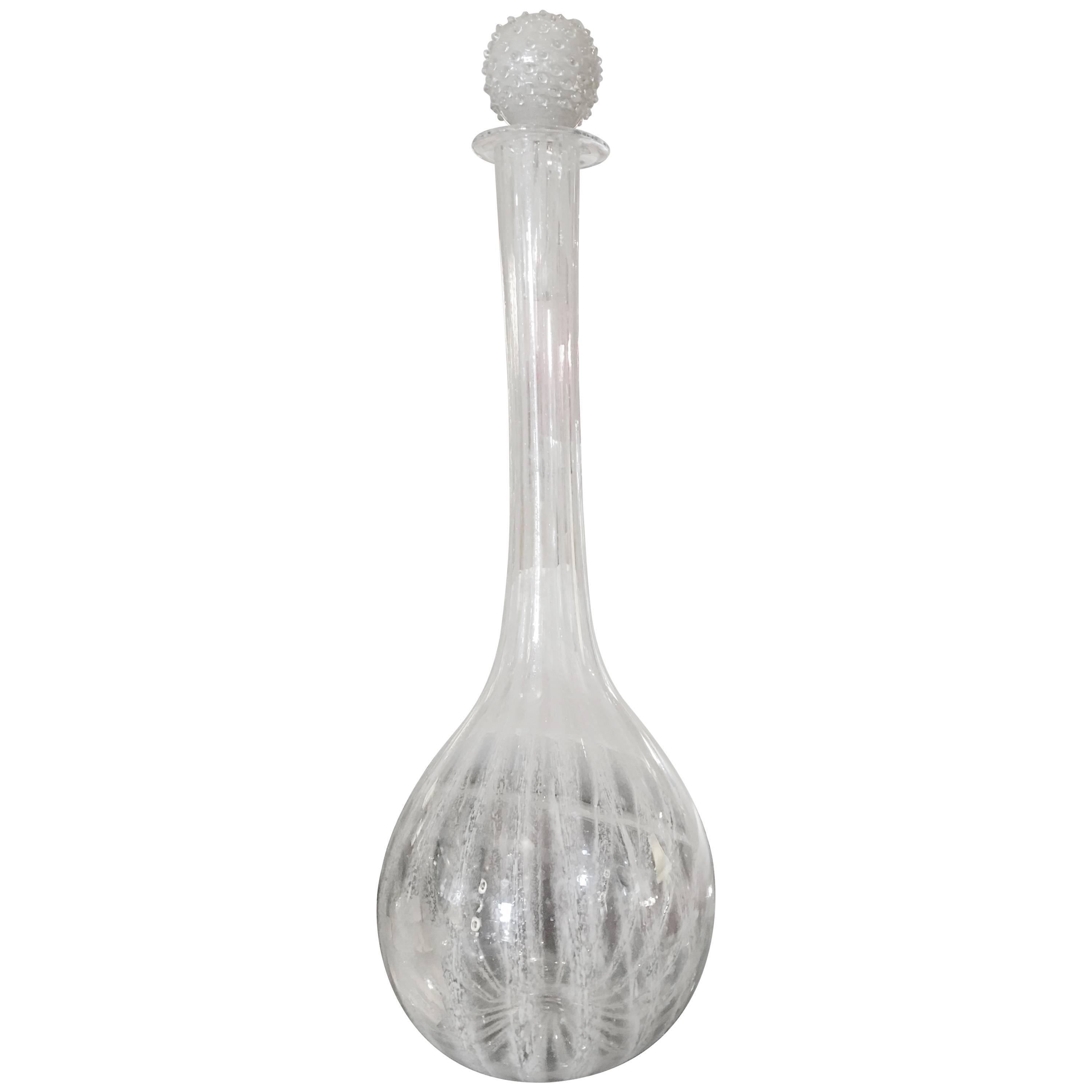 Murano Glass Vase and Stopper Sculpture For Sale