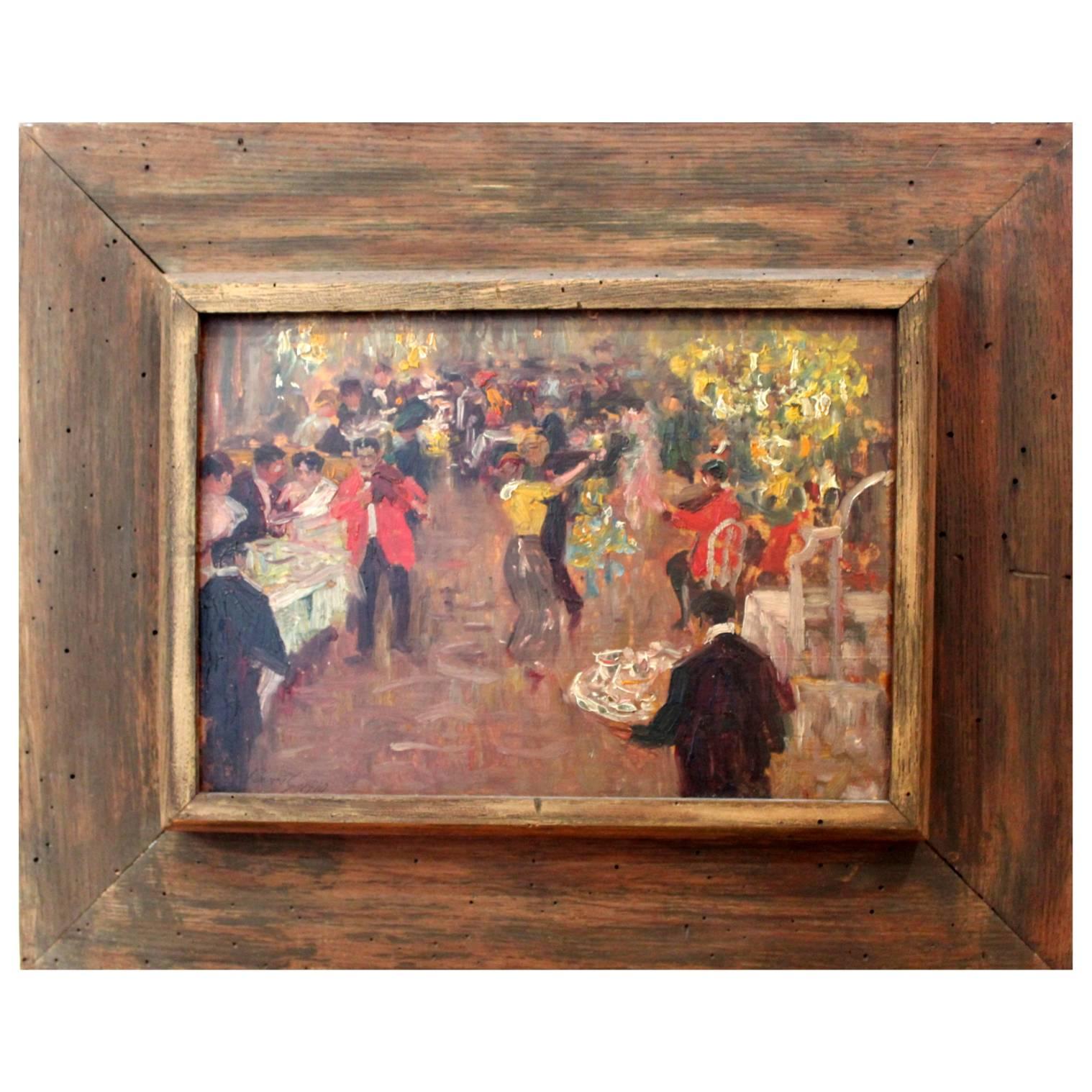 Diminutive Oil on Board Signed by Artist Eli Pavil and Dated 1910