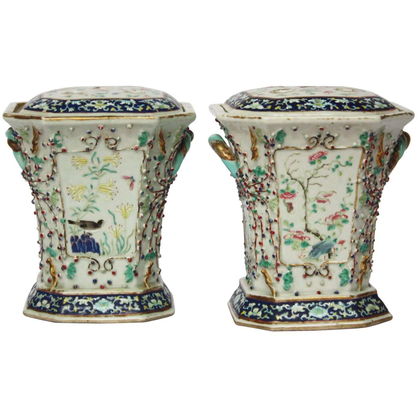 Pair of Chinese Export Bough Pots
