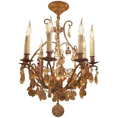 French Louis XV Style Patinated Bronze and Crystal Chandelier 8