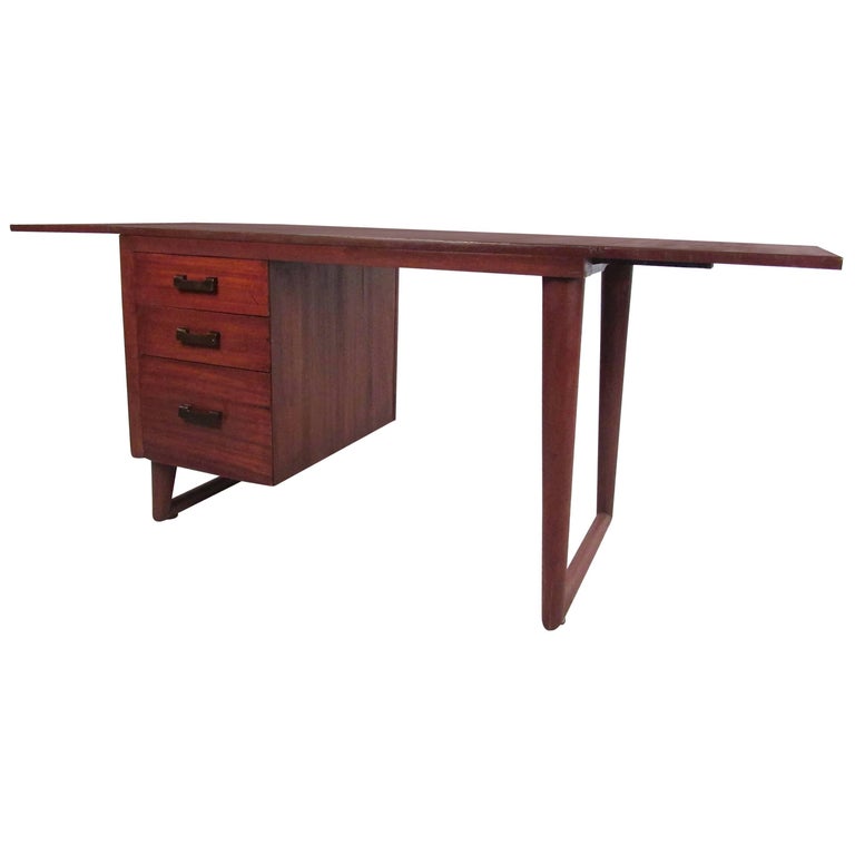 Sculptural MidCentury Modern DropLeaf Writing Desk For Sale at 1stDibs