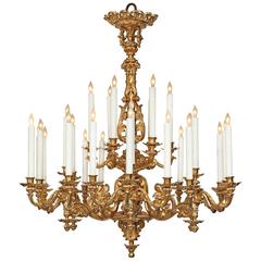 French 19th Century Renaissance Style Thirty-Light, Two-Tier Ormolu Chandelier