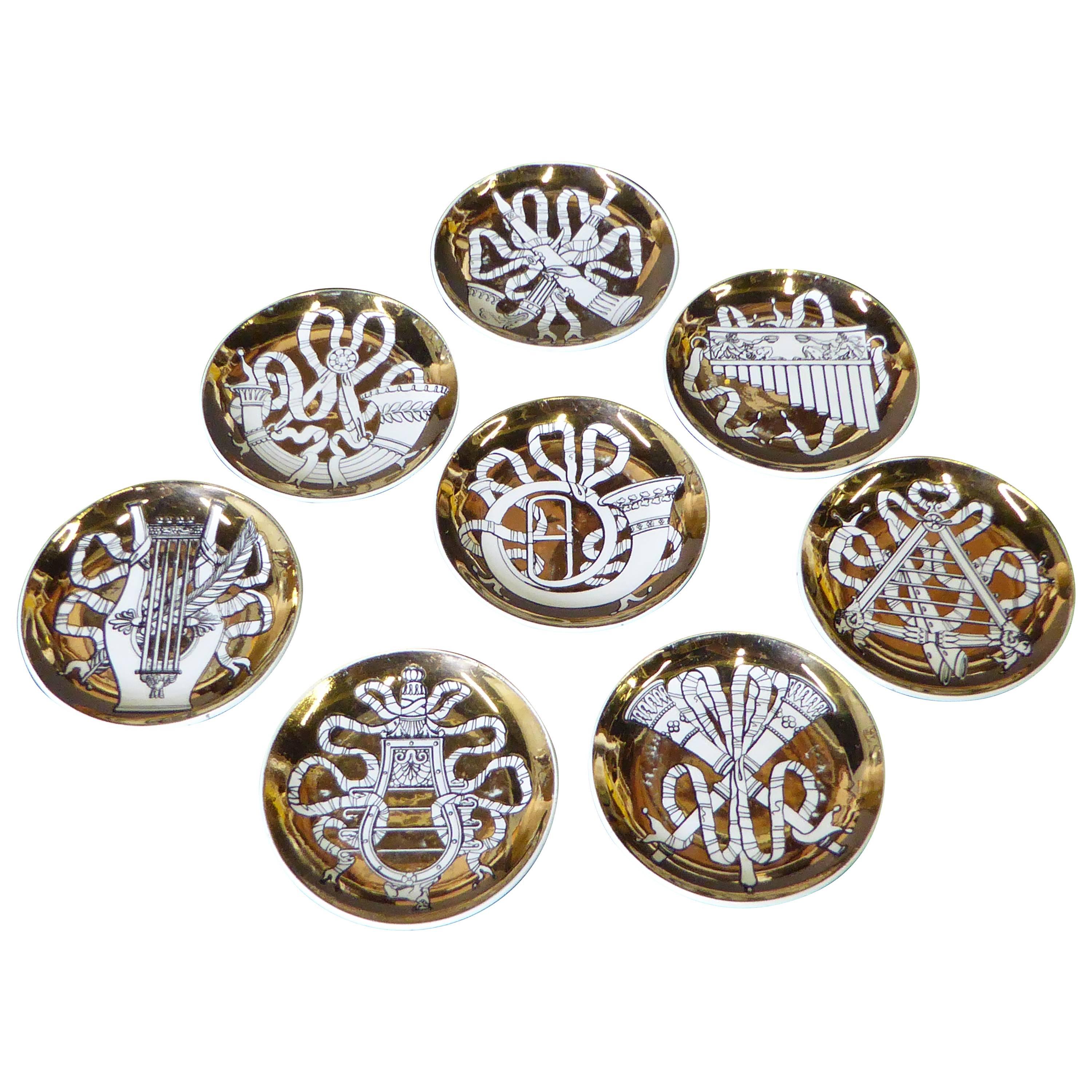 Acht 1950er Piero Fornasetti Musicalia Canapes oder Untersetzer