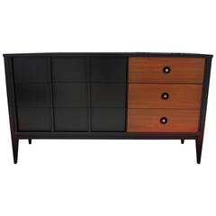 Striking Two-Tone Dresser with Brass Accents