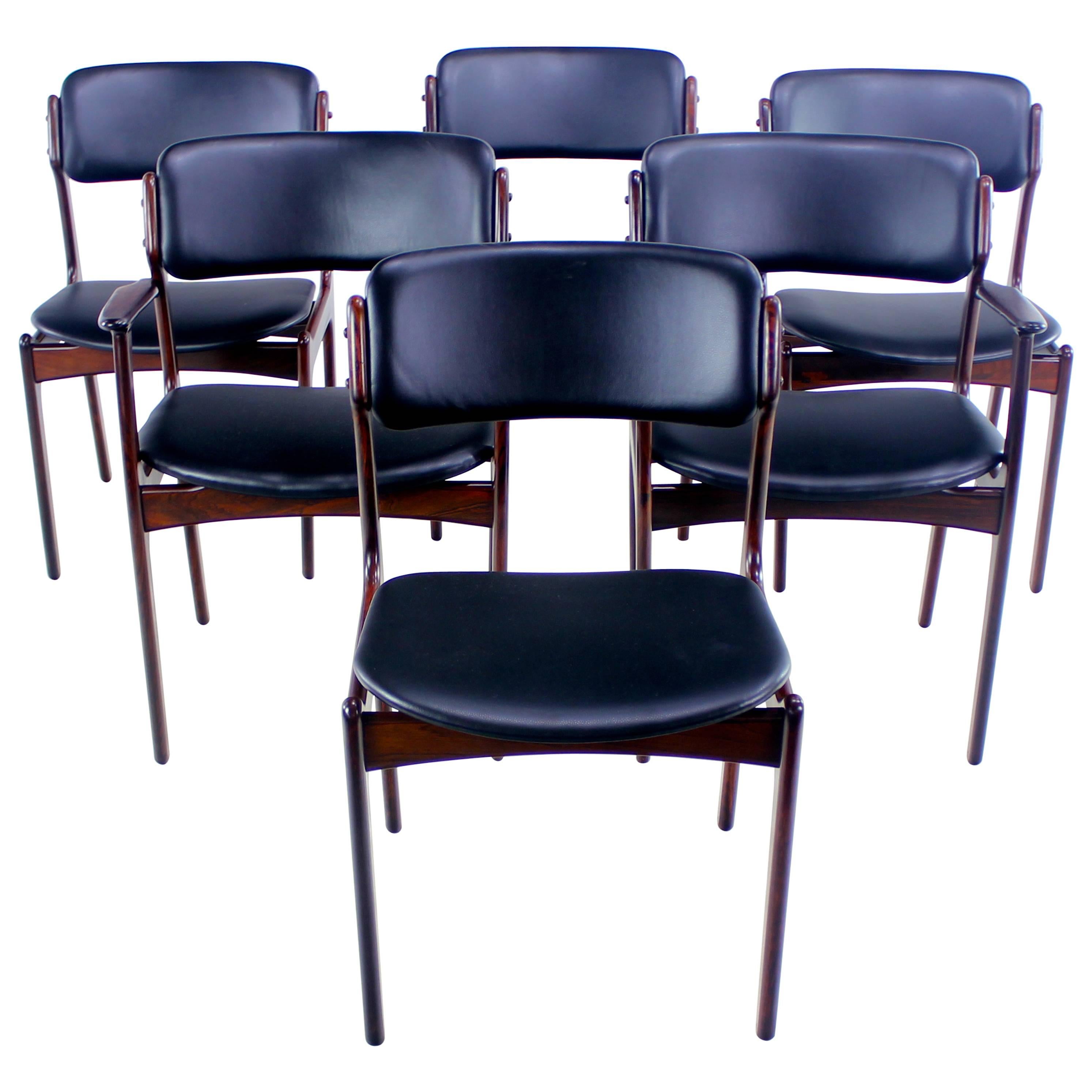 Set of Six Danish Modern Rosewood Dining Chairs Designed by Erik Buck For Sale