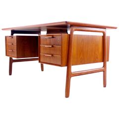 Danish Modern Teak Desk with Floating Top Designed by Omann Jun