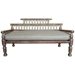 Antique Moroccan Settee with Painted and Silver Gilt Details