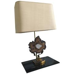 Table Lamp in Brass with Agatha Signed by Willy Daro