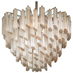 Magnificent Hand-Cut Crystal Glass Chandelier with Gold Inclusions by Camer 8