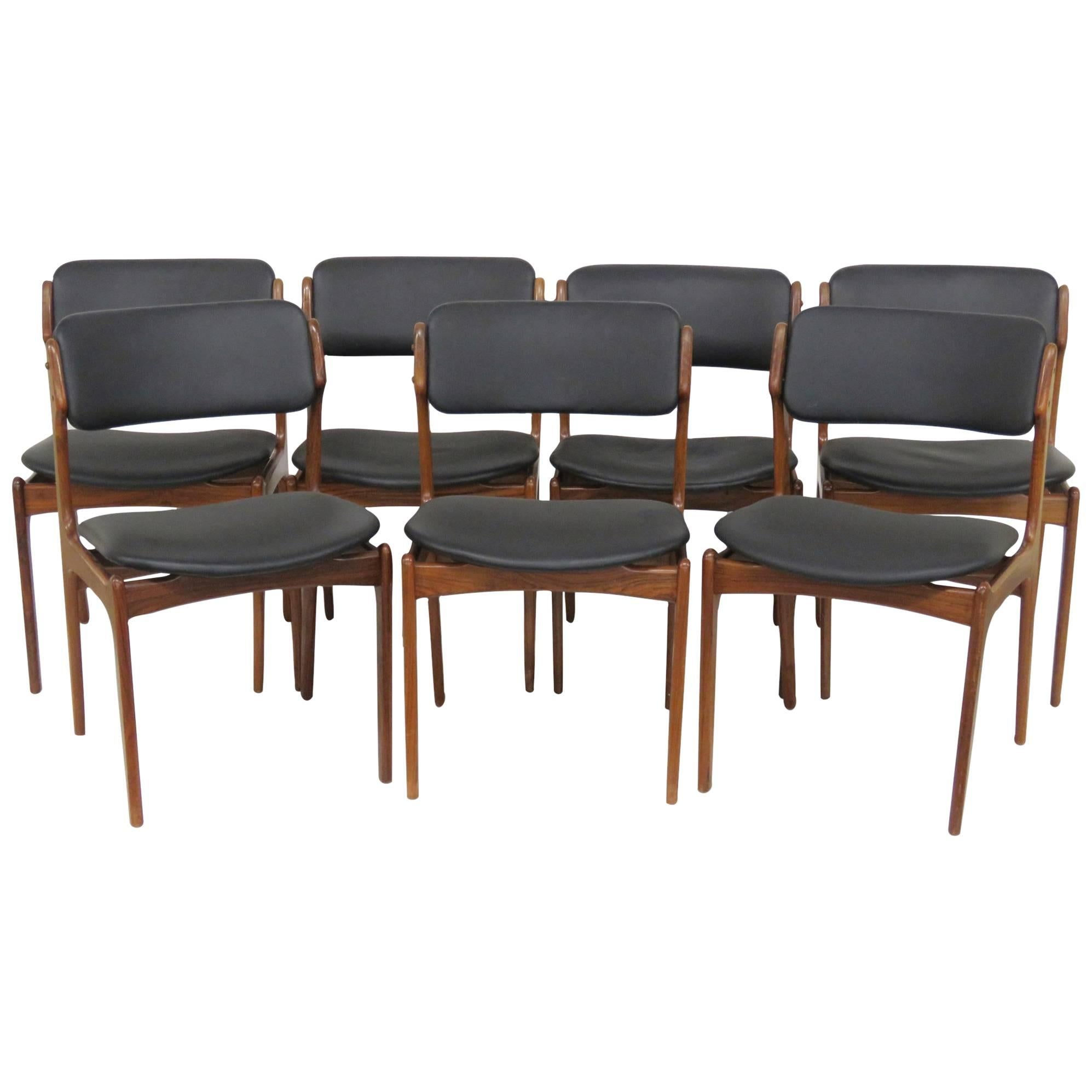 Seven Danish Modern Rosewood Dining Chairs