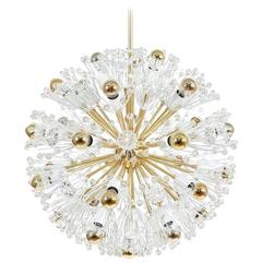 Emil Stejnar Brass Glass Chandeliers Refurbished Lamps, Austria 1950