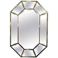 1970s Octagonal Brass Mirror